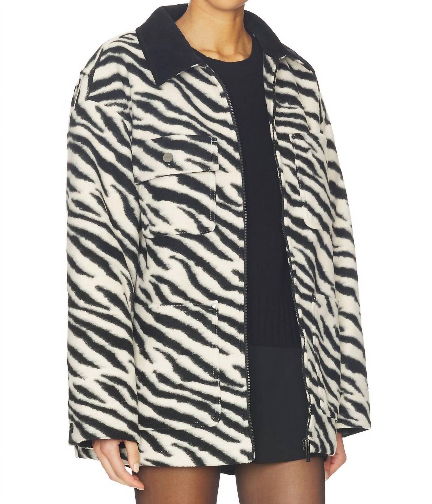 Sanctuary Soiree Barn Jacket in zebra - women's jacket - detail view