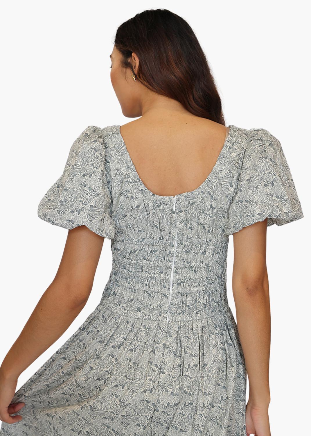 Aureum Lillibet Midi Dress in navy floral toile - women's dress - view 4