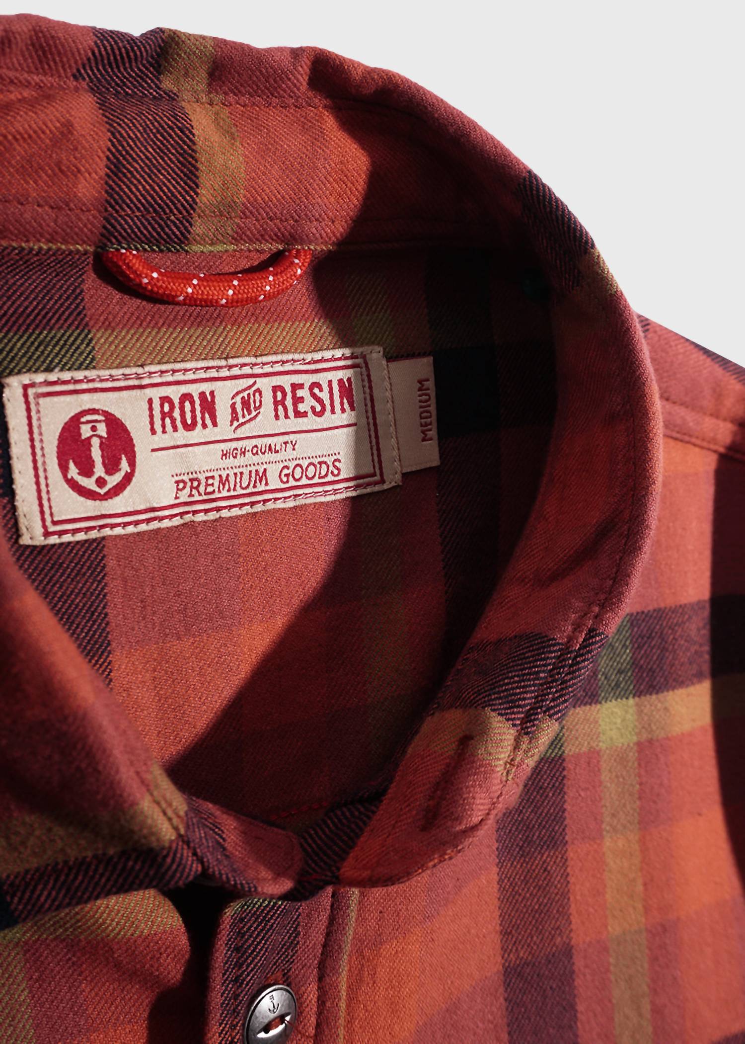 Iron & Resin Men's Palmer Shirt in marsala - men's shirt - detail view