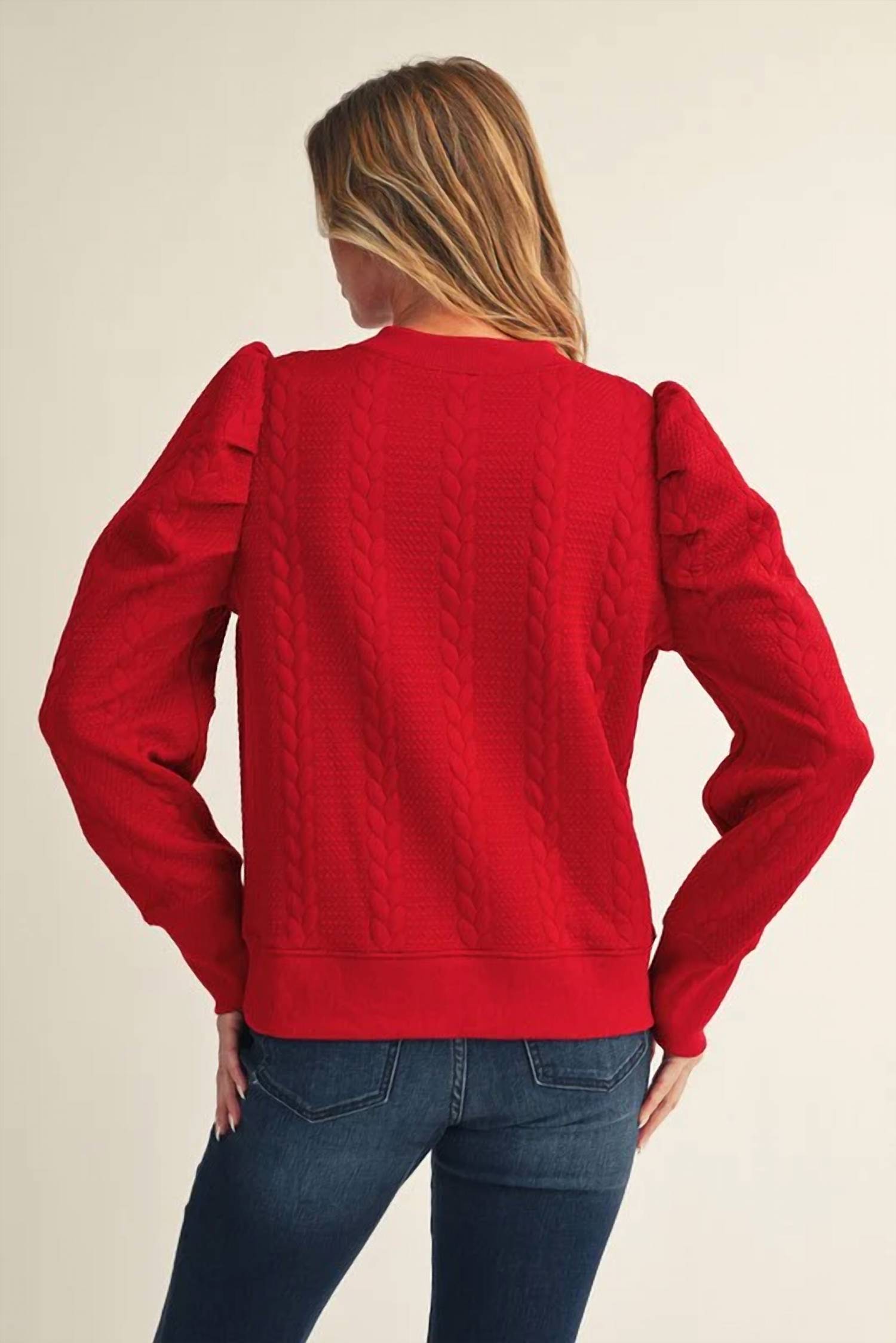 Jodifl - Puff Shoulder Textured Top