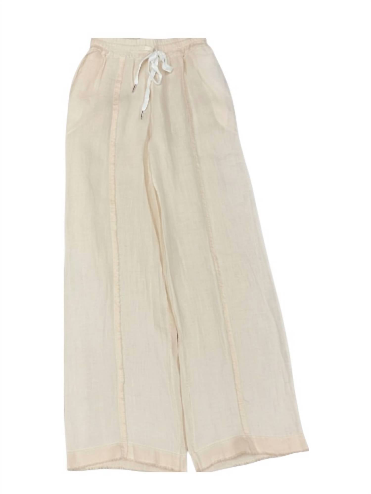 Femme Fatale - Women's Jackie Linen Wide Leg Pants With Fringe Detail