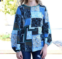 Shewin Inc. - Bohemian Floral Print Patchwork Top