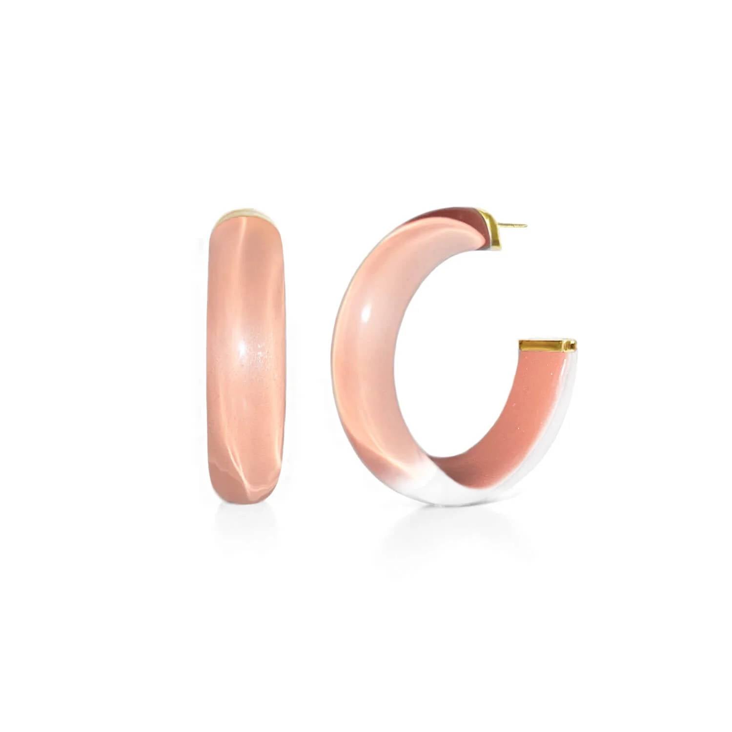 Gold & Honey - Women's Small Illusion Lucite Hoop Earrings In Neutrals