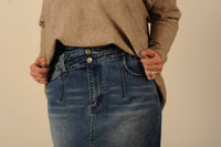 ee:some Denim Delight Midi Skirt in blue - women's skirt - detail view