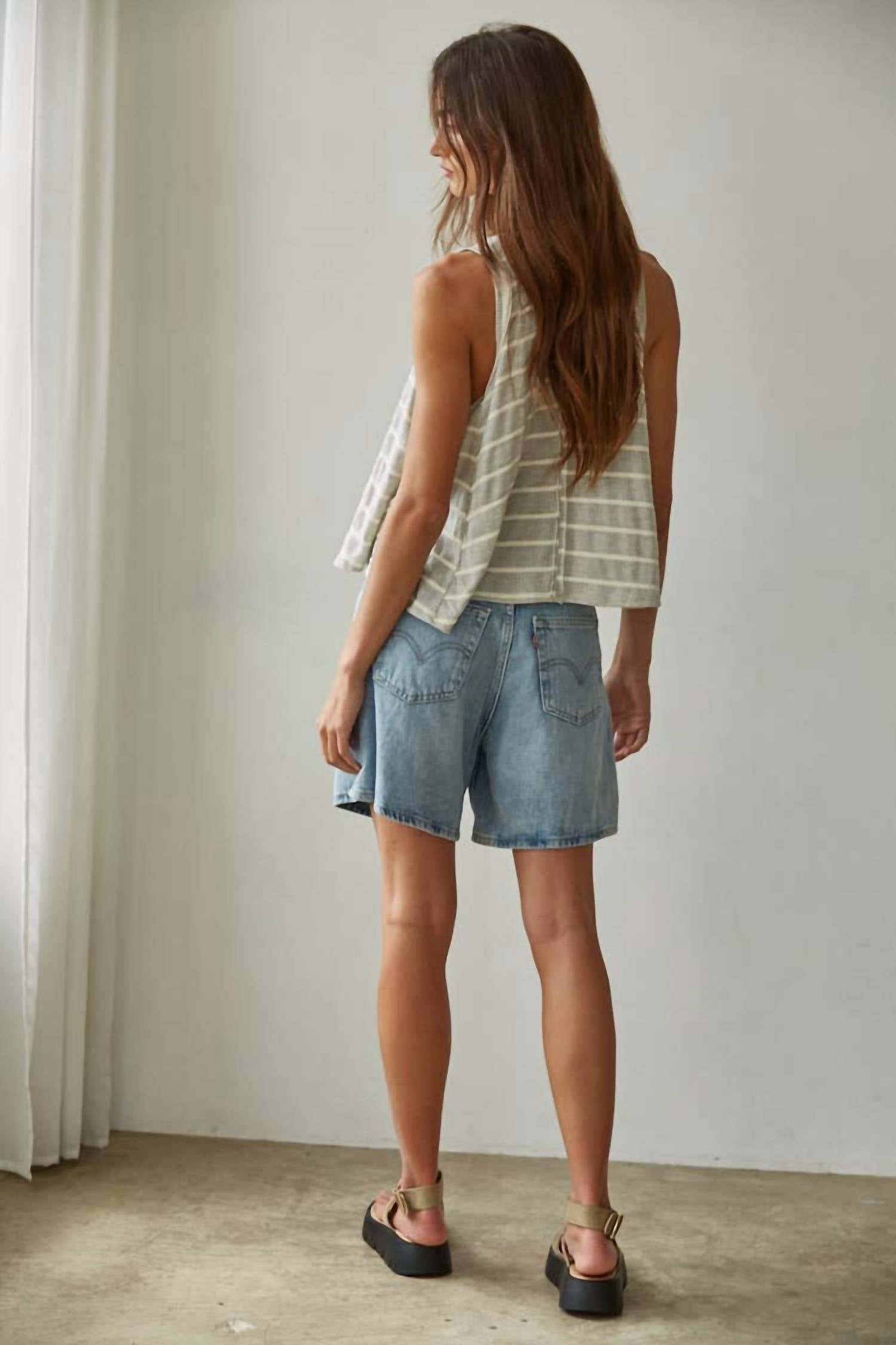 By Together - Knit Striped Round Neck Sleeveless Tank Top