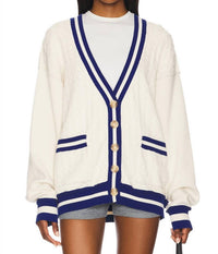 Free People Varsity V Neck Cardigan in ecru - women's cardigan