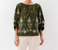 Karen Kane - Embroidered Blouson Sleeve Top