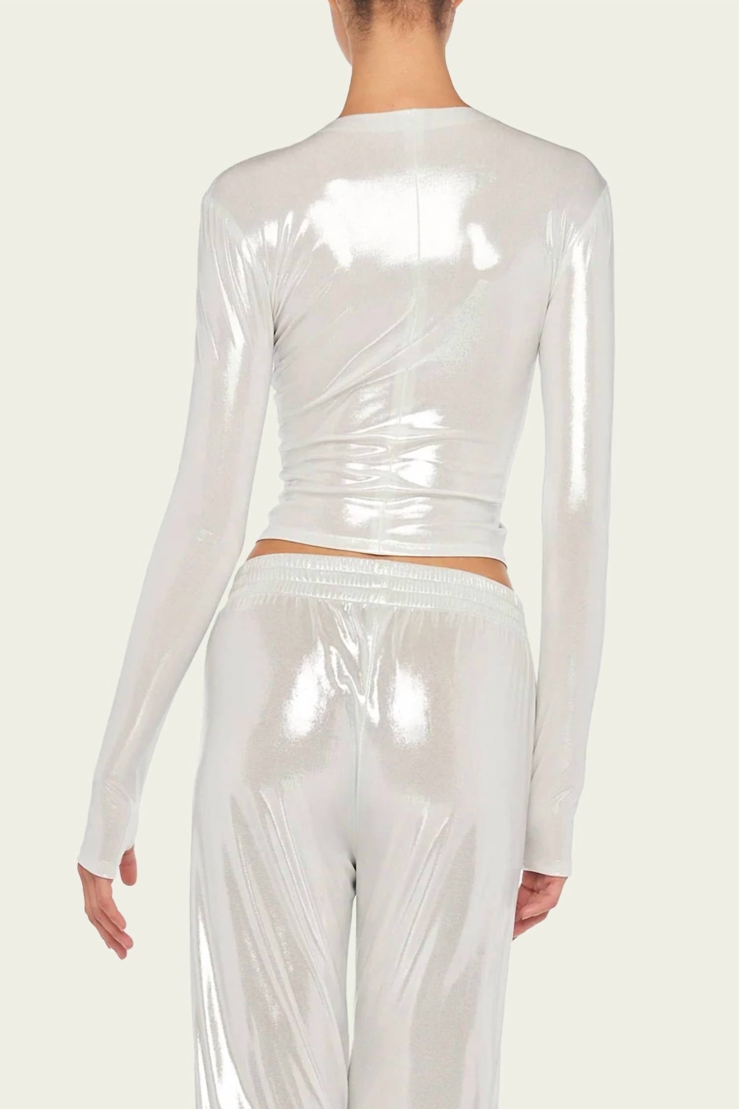 Norma Kamali - Long-sleeve V-neck Shirred Front Top