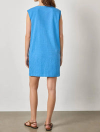 Lilla P Snap Shoulder Boatneck Mini Dress in regatta - women's dress - detail view