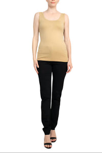Alberto Makali - Scoop Neck Sleeveless Solid Spandex Top