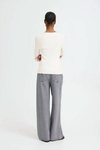 b.young Sinne Long Sleeve Ribbed Tee in pink - women's long sleeve top - detail view