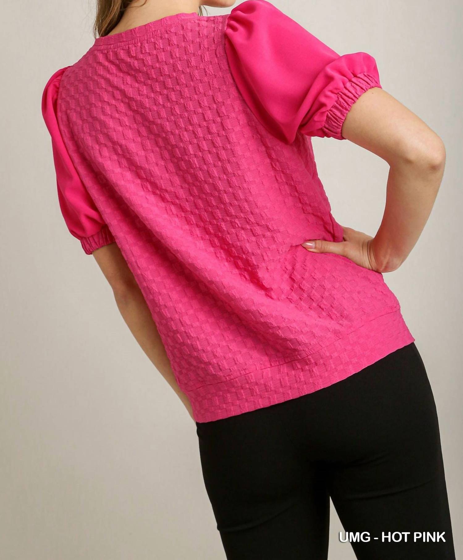 Umgee - Boxy Cut Jacquard Texture Top