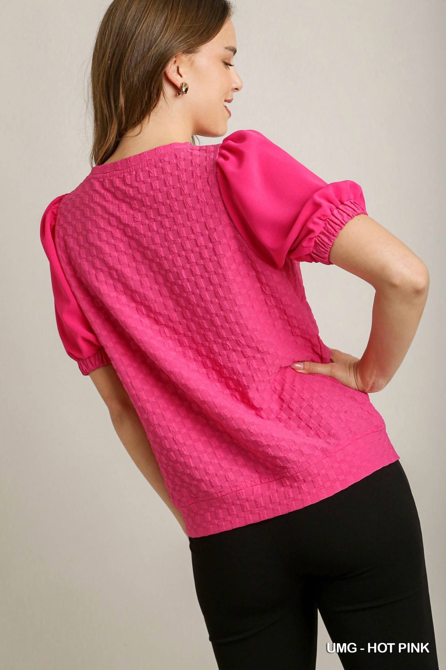 Umgee - Boxy Cut Jacquard Texture Top