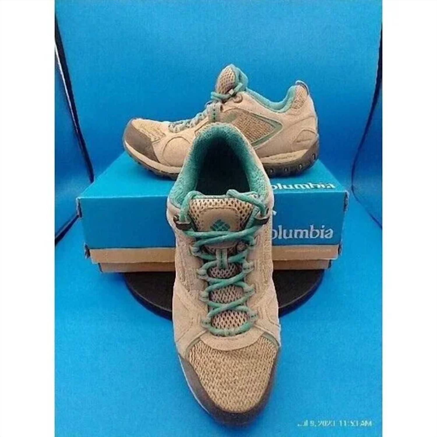 Columbia Women's Access Point Ii Waterproof Hiking Shoes in tan blue - women's sneaker - view 4