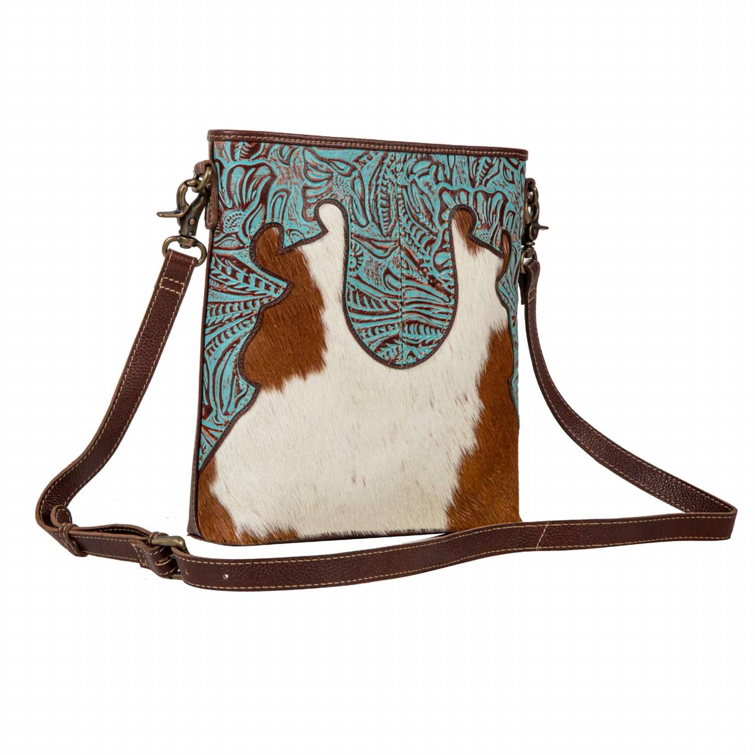 Myra Ridge Morning Glory Leather Bag in brown - women's bag - detail view