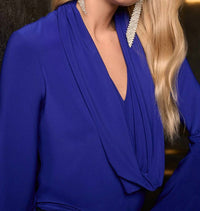Joseph Ribkoff - Cowl Neck Long Sleeves Fitted Top