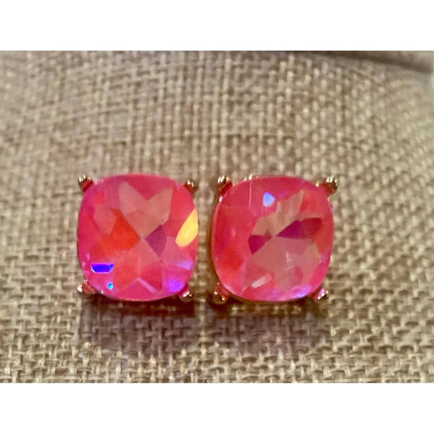 Sophia Collection - Women's Square Faceted Gem Stud Earrings