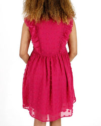 Grace and Lace Dobby Dot Mini Dress in hibiscus pink - women's dress - detail view