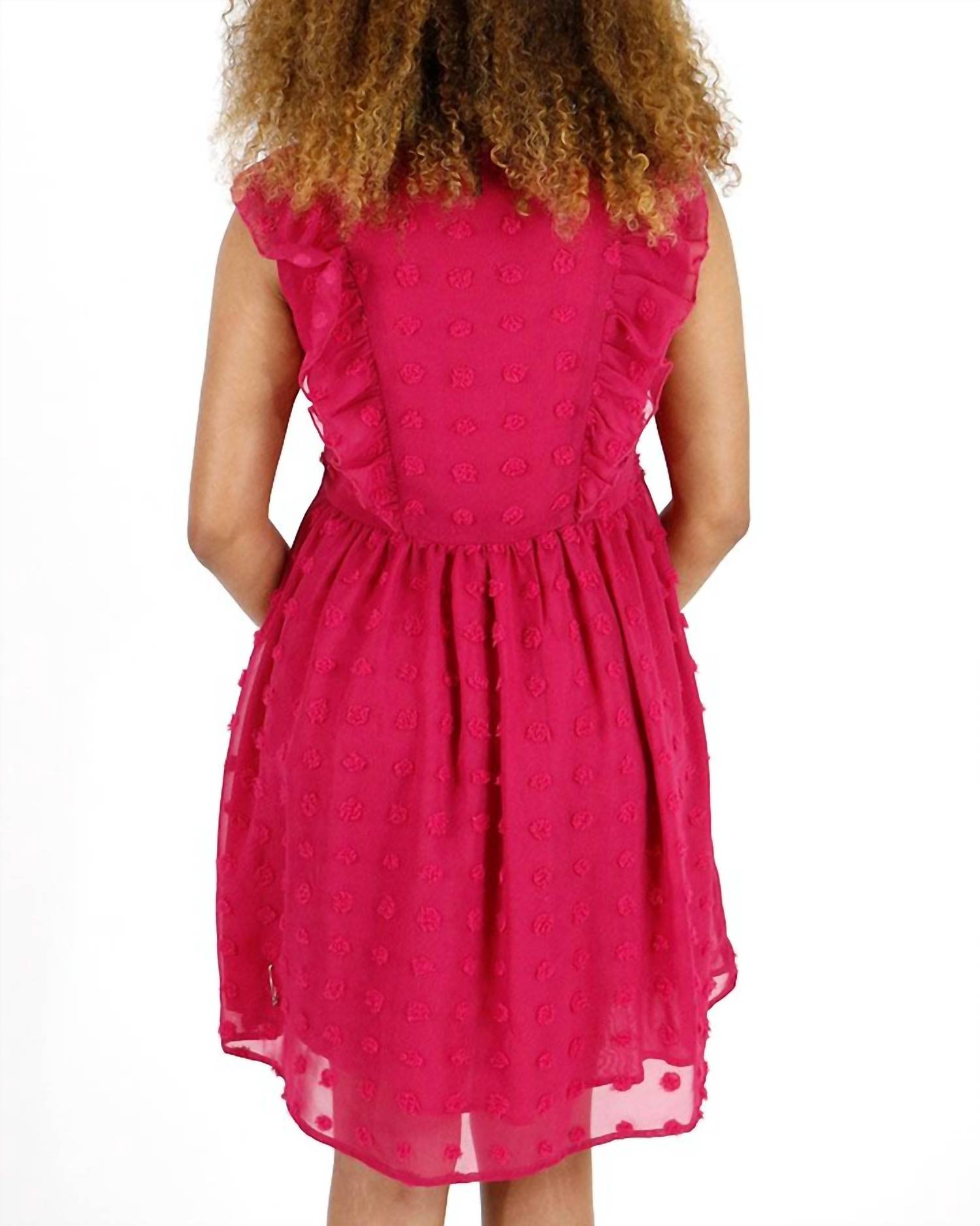 Grace and Lace Dobby Dot Mini Dress in hibiscus pink - women's dress - detail view