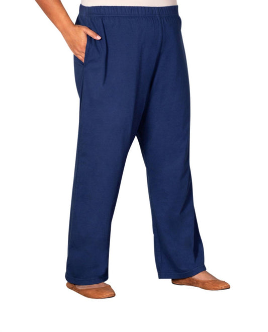 On The Plus Side - Cotton Jersey Wide Leg Knit Pants - Plus