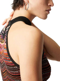Missoni - Sleeveless Halter Chevron Lamé Dress