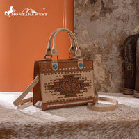 Montana West Western Tooled Aztec Tote in brown 1 - women's bag