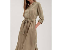 Blu Pepper - Women's Collared Three Quarter Sleeve Shirt Dress