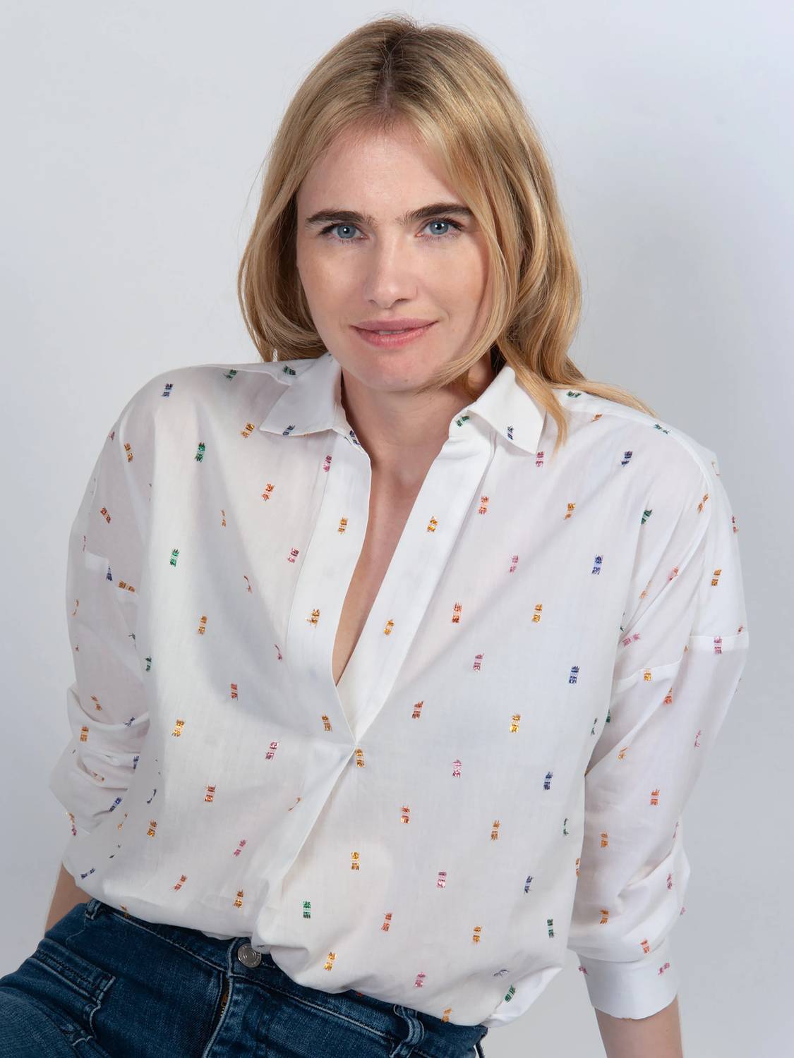 Cape Cove - Long Sleeve Spot Relaxed Blouse