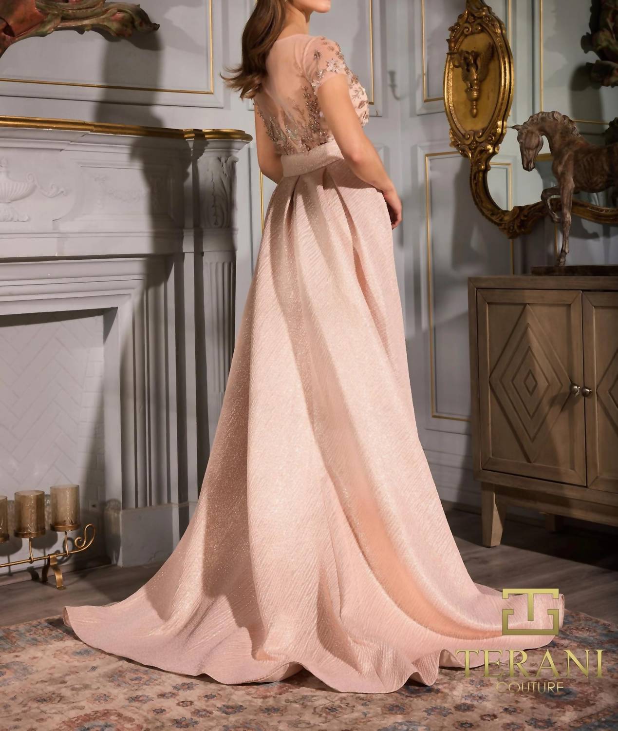 Terani Couture - Sophisticated Formal Mother Of The Bride Short Jacquard Dress