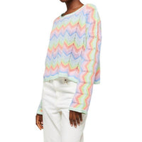 Brodie Cashmere - Rainbow Chevron Slash Neck Sweater