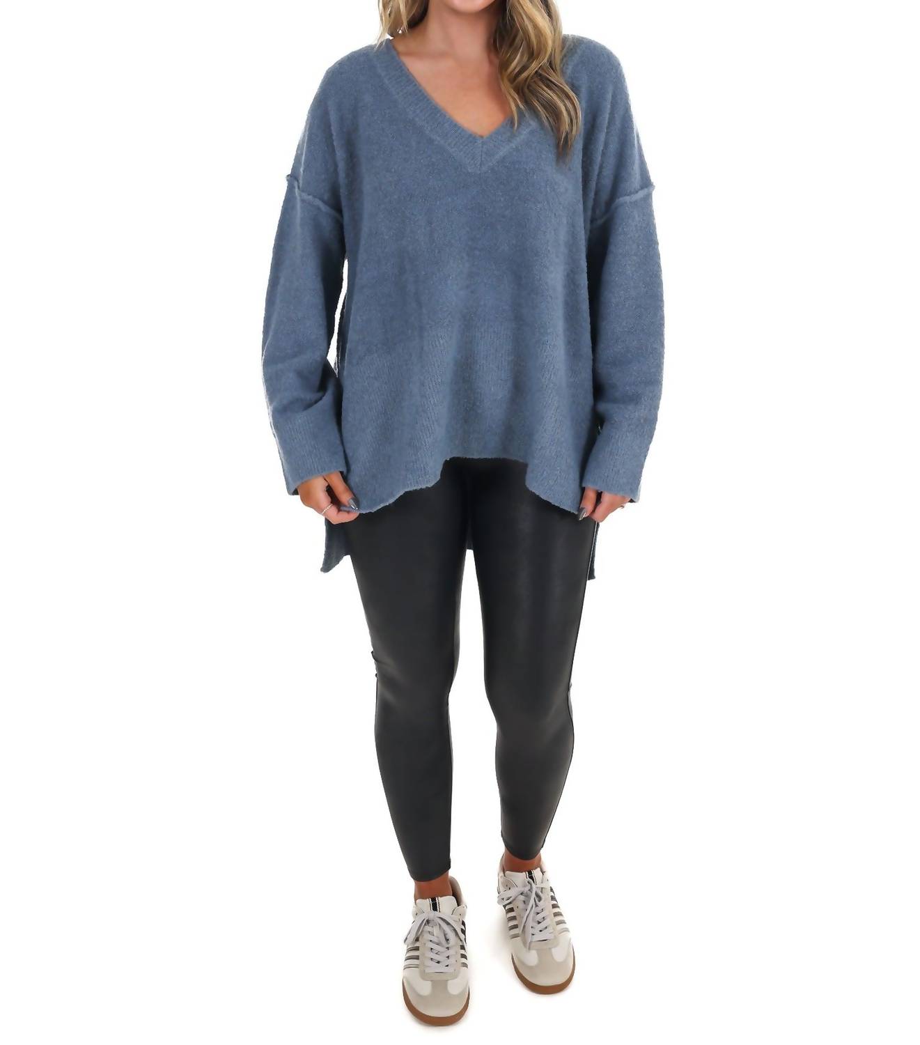 Mustard Seed - Laidback Daze Oversized V-Neck Sweater
