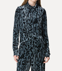 forte forte Moiree Print Velvet Turtleneck Shirt in stone - women's blouse
