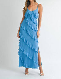 Mable - Asymmetrical Tiered Ruffled Maxi Dress