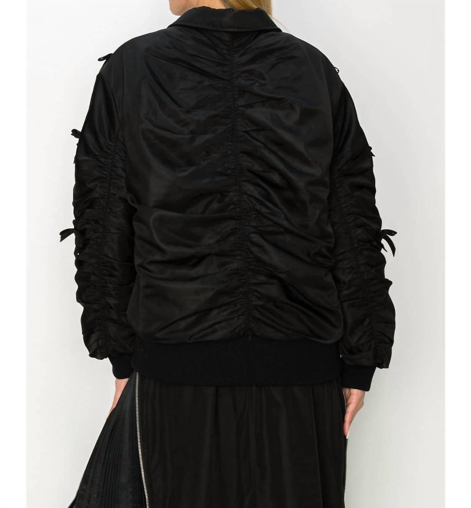 Joh Judith Bomber Jacket With Ribbons in black - women's jacket - alternate view