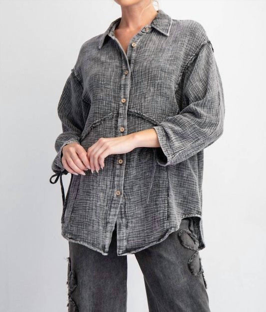 Easel - Long Sleeve Button Down Washed Shirt