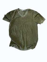 COTTON CITIZEN Women's V Neck Tee in green - women's t-shirt