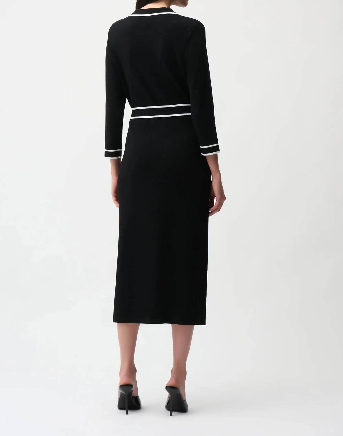 Joseph Ribkoff - Contrast Trim Belted Midi Shirt Dress