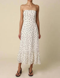 Olivaceous - Polka Dot Strapless Maxi Dress