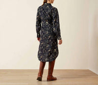 ARIAT Culham Midi Shirt Dress in blue - women's dress - detail view
