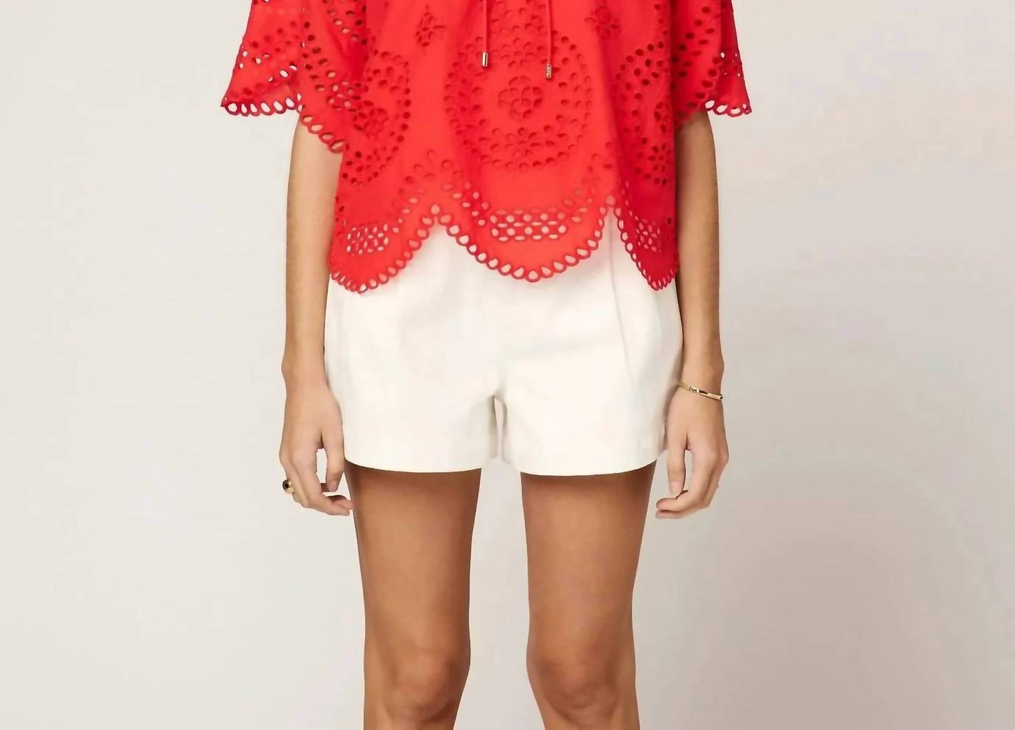 Cleobella Lulu Eyelet Blouse in poppy red - women's blouse
