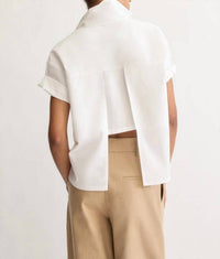 Arlo Mott Clark Split Back Top in white - women's blouse - detail view