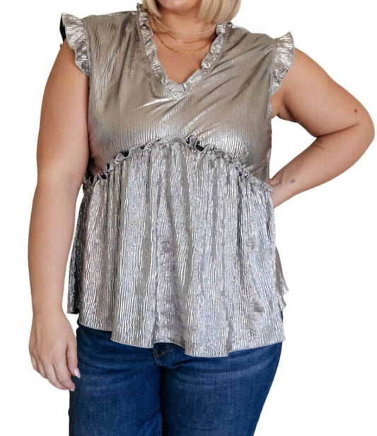 One Eleven North - Shine On Metallic Peplum Top