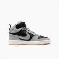 NIKE Big Kid's Court Borough Mid 2 Shoe in black white gum medium brown light smoke grey - kids' sneaker