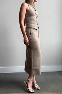 Guest In Residence Tailored Halter Vest in residence tailored halter vest in taupe - women's jacket - detail view