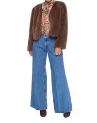LUCY PARIS Plaza Faux Fur Jacket in brown - women's jacket