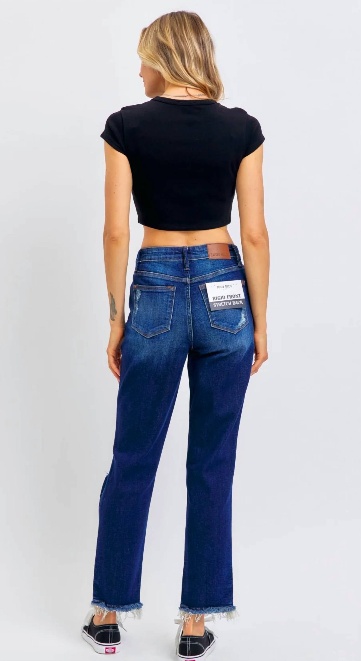 Judy Blue - High Waist Rigid Magic Heavy Destroy Straight Jeans