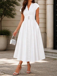 N By Nancy - Sculpted Belted A-line Maxi Dress