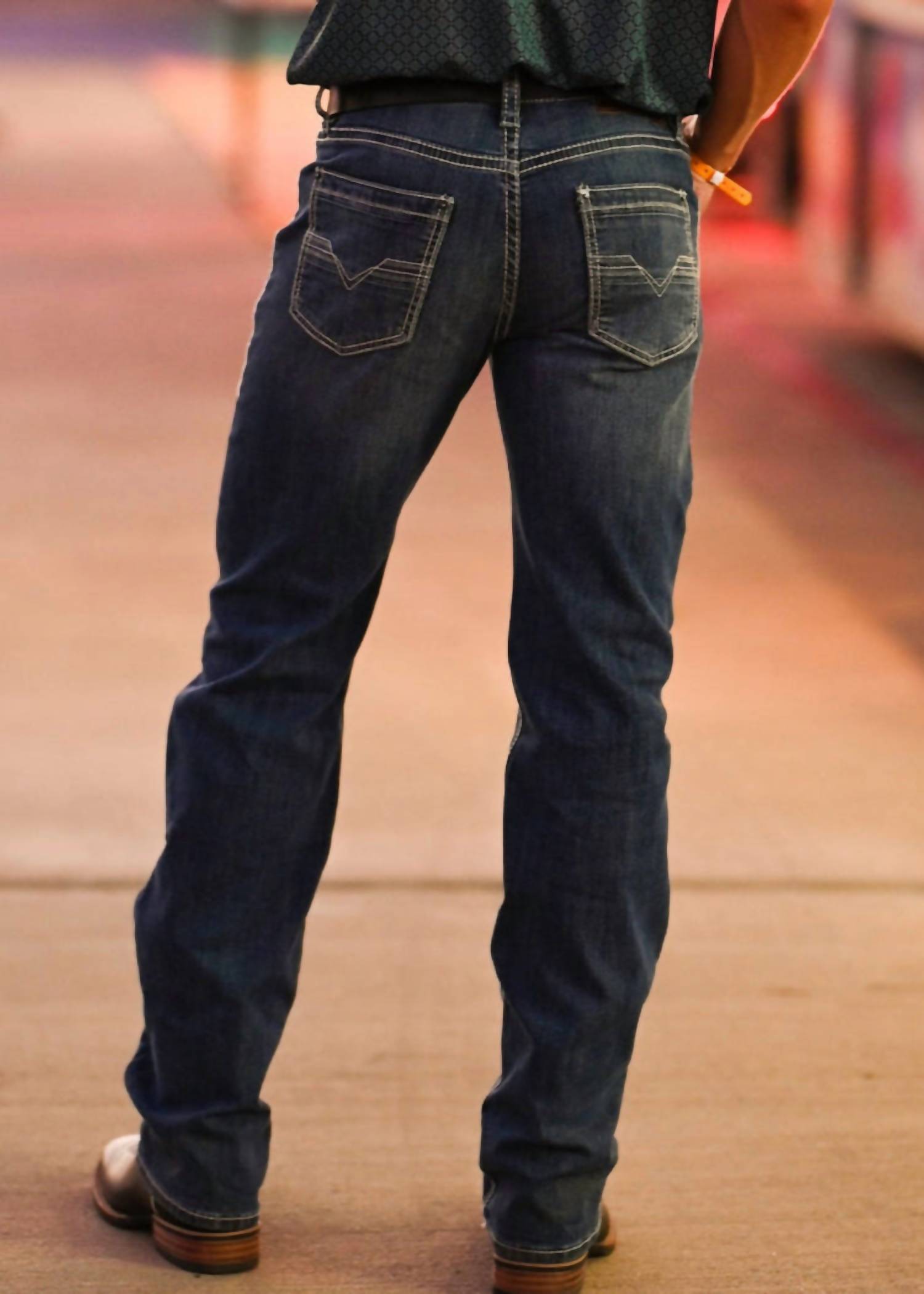 Rock & Roll Denim Pistol Fit Regular Fit Straight Leg Jeans in medium wash - men's jeans - detail view
