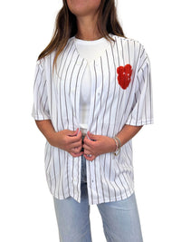 Sparkle City - Pinstripe Tiger Paw Jersey Top
