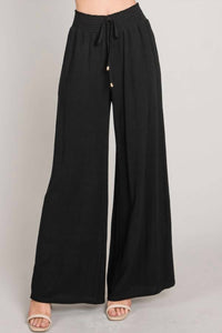ALLIE ROSE Drawstring Wide Leg Pant - Plus in black - women's pants - view 4
